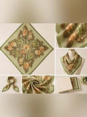 Floral Paisley Green Scarf - Home Accents